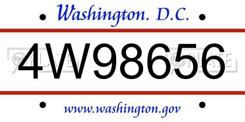 4W98656 District Of Columbia License Plate