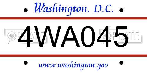 4WA045 District Of Columbia License Plate