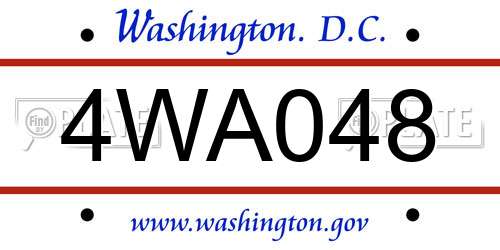4WA048 District Of Columbia License Plate