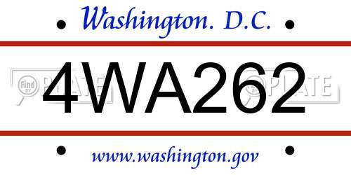 4WA262 District Of Columbia License Plate
