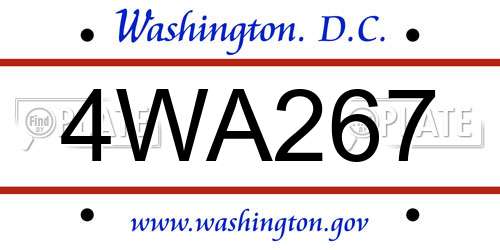 4WA267 District Of Columbia License Plate