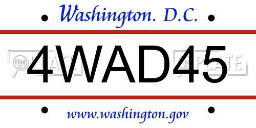 4WAD45 District Of Columbia License Plate