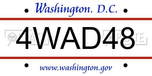 4WAD48 District Of Columbia License Plate