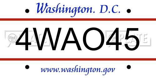 4WAO45 District Of Columbia License Plate