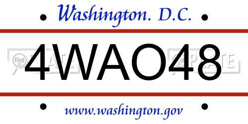 4WAO48 District Of Columbia License Plate