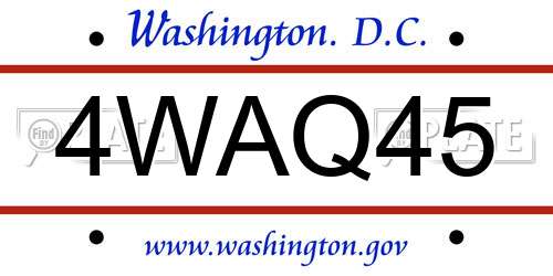 4WAQ45 District Of Columbia License Plate