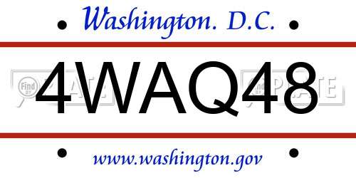 4WAQ48 District Of Columbia License Plate