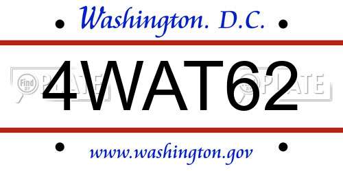 4WAT62 District Of Columbia License Plate