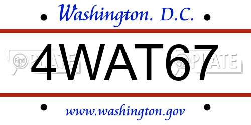 4WAT67 District Of Columbia License Plate