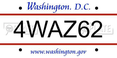 4WAZ62 District Of Columbia License Plate