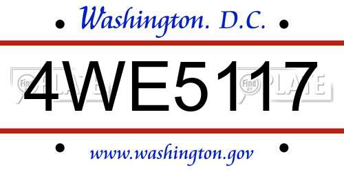 4WE5117 District Of Columbia License Plate