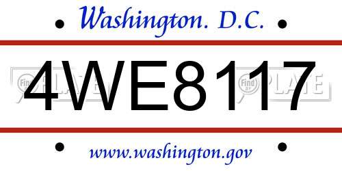4WE8117 District Of Columbia License Plate