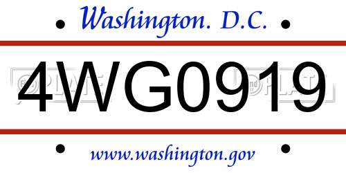 4WG0919 District Of Columbia License Plate