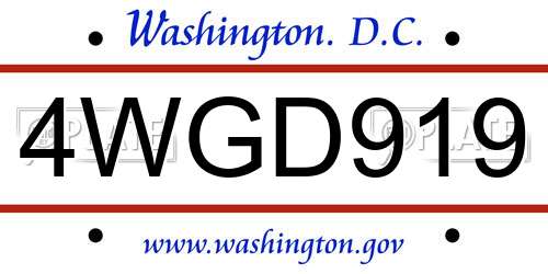 4WGD919 District Of Columbia License Plate