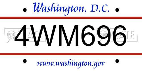4WM696 District Of Columbia License Plate