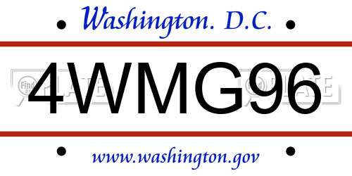 4WMG96 District Of Columbia License Plate