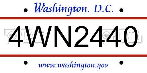 4WN2440 District Of Columbia License Plate