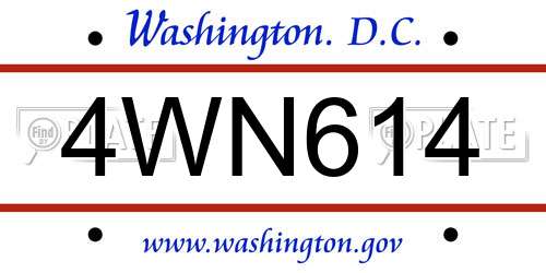 4WN614 District Of Columbia License Plate