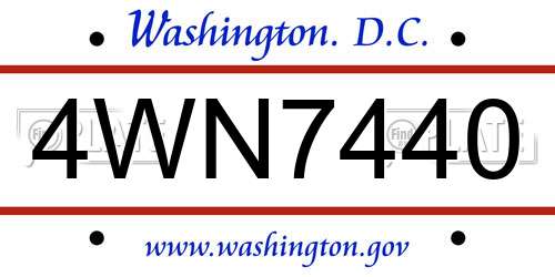 4WN7440 District Of Columbia License Plate
