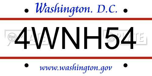4WNH54 District Of Columbia License Plate