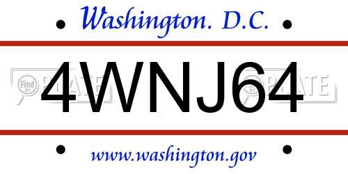 4WNJ64 District Of Columbia License Plate