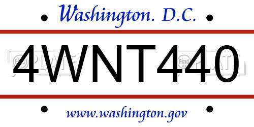 4WNT440 District Of Columbia License Plate