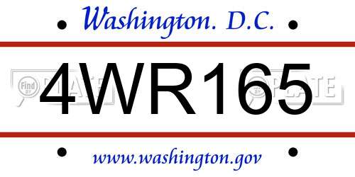 4WR165 District Of Columbia License Plate