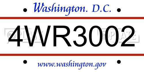 4WR3002 District Of Columbia License Plate