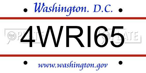 4WRI65 District Of Columbia License Plate