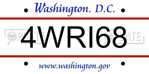 4WRI68 District Of Columbia License Plate