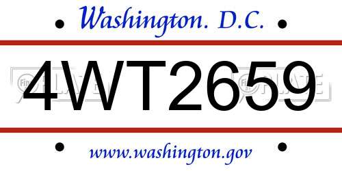 4WT2659 District Of Columbia License Plate
