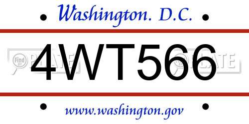 4WT566 District Of Columbia License Plate