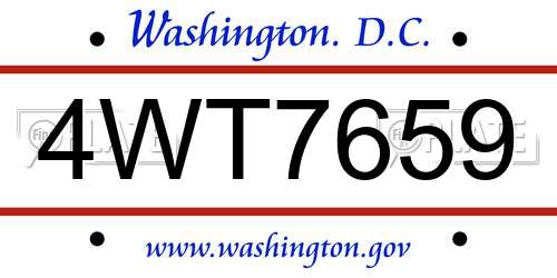 4WT7659 District Of Columbia License Plate