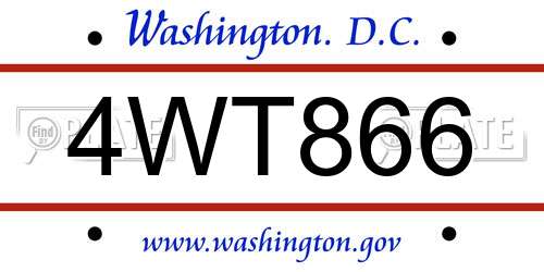 4WT866 District Of Columbia License Plate