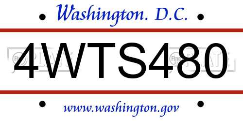 4WTS480 District Of Columbia License Plate