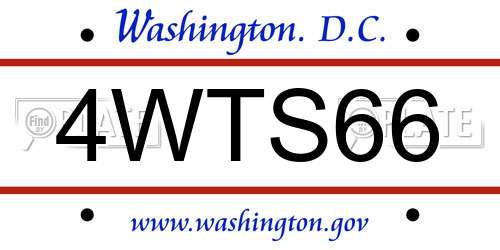 4WTS66 District Of Columbia License Plate