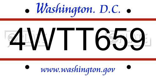 4WTT659 District Of Columbia License Plate