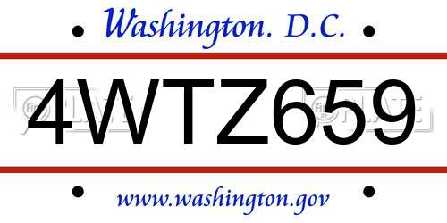 4WTZ659 District Of Columbia License Plate