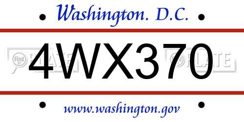 4WX370 District Of Columbia License Plate