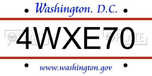 4WXE70 District Of Columbia License Plate