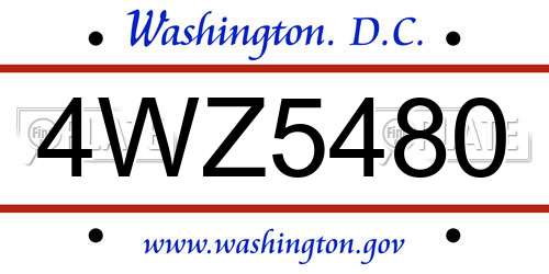 4WZ5480 District Of Columbia License Plate