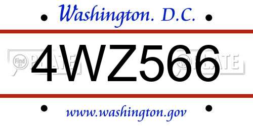4WZ566 District Of Columbia License Plate