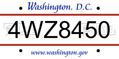 4WZ8450 District Of Columbia License Plate