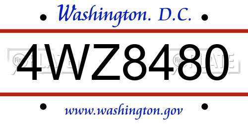 4WZ8480 District Of Columbia License Plate
