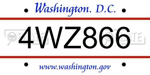 4WZ866 District Of Columbia License Plate