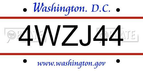 4WZJ44 District Of Columbia License Plate