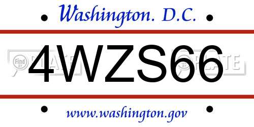 4WZS66 District Of Columbia License Plate