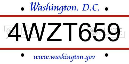 4WZT659 District Of Columbia License Plate