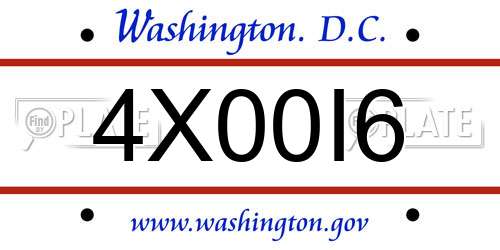 4X00I6 District Of Columbia License Plate