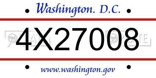 4X27008 District Of Columbia License Plate